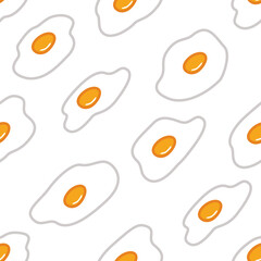 Seamless pattern, fried eggs with bright yolk. Cheerful and cute.