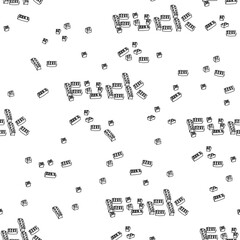 Scattered parts of a construction set, collected into a word. Vector seamless pattern.