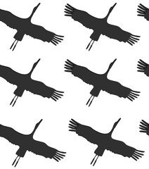 Seamless pattern Beautiful sophisticated crane birds.