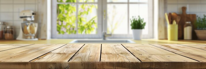 Wooden Table Top by Window