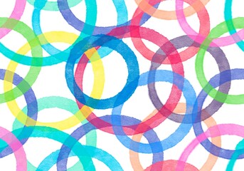Obraz premium Abstract watercolor paint circle spots seamless pattern for wrapping paper and fabrics and linens and kitchen