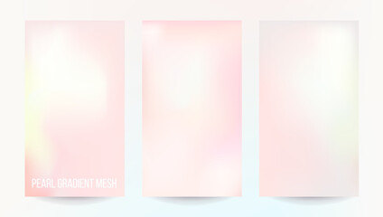 Pearl mesh gradient vector design cards. Pastel watercolor style backgrounds. Minimalist web blog templates