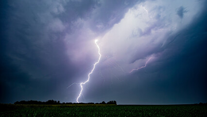 lightning over the field