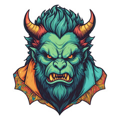demon beast cartoon vector illustration. colorful concept