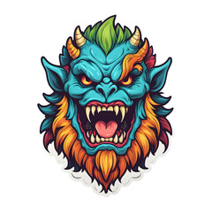 demon beast cartoon vector illustration. colorful concept