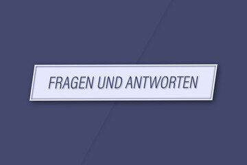 Fragen und Antworten. Eine Banner Illustration mit blauem Text, isoliert auf blauem Hintergrund.