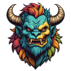 demon beast cartoon vector illustration. colorful concept