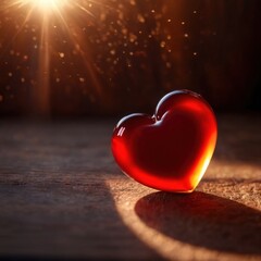 Glossy red heart, signifying love and romance, human feelings