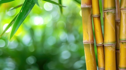 Obraz premium Fresh bamboo in natural light with bokeh effect