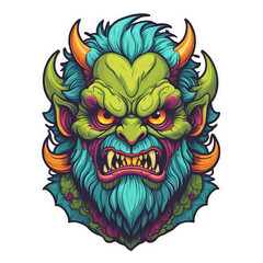 demon beast cartoon vector illustration. colorful concept