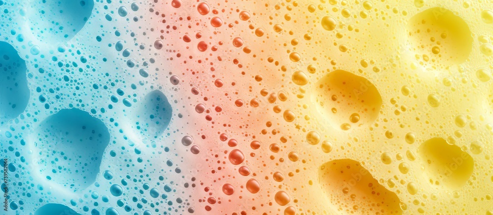 Aufkleber vibrant water drops on multicolored background creating a dynamic visual impact