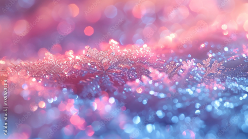 Poster texture of a glistening snowflake with a rainbow of colors and sparkles.