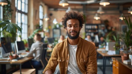 Young black man in the office