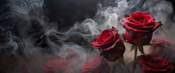 Flores rosas en humo, abstracción con humo. - obrazy, fototapety, plakaty