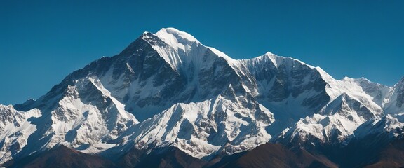 Majestic Himalayan Vista, snow-capped peaks reaching into the clear blue sky
