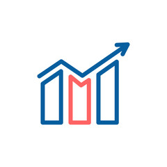 Ascending Success: Vector Icon of Growth Chart with Upward Arrow. Illustrating Business Progress, Financial Investment, and Analytical Insight.