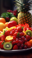 Naklejka na ściany i meble Picture of Assorted Fresh Fruits: A Symphony of Colors and Vitamins