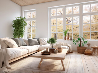 Modern scandinavian style interior with sofa