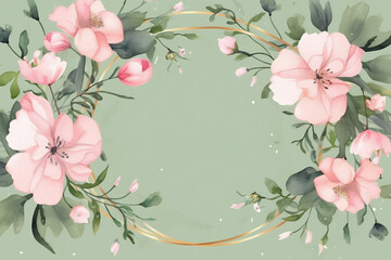 Obraz premium Wreath of flowers. Greeting card with flowers. Can be used as an invitation card for wedding, birthday and other holiday and summer background