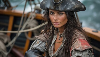 High seas adventure: a daring pirate, captivating piracy, treasure hunt, ship battle, adventure, danger, and the spirit of maritime legends
