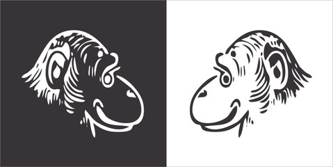 Illustration vector graphics of face monkey icon