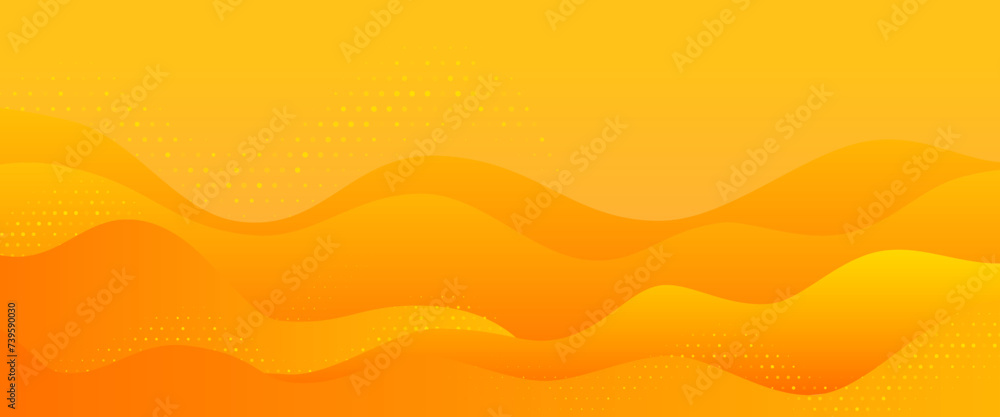 Aufkleber Abstract orange gradient pattern background. Vector creative wave liquid pattern texture. Color wave template presentation design with yellow line and orange dots.