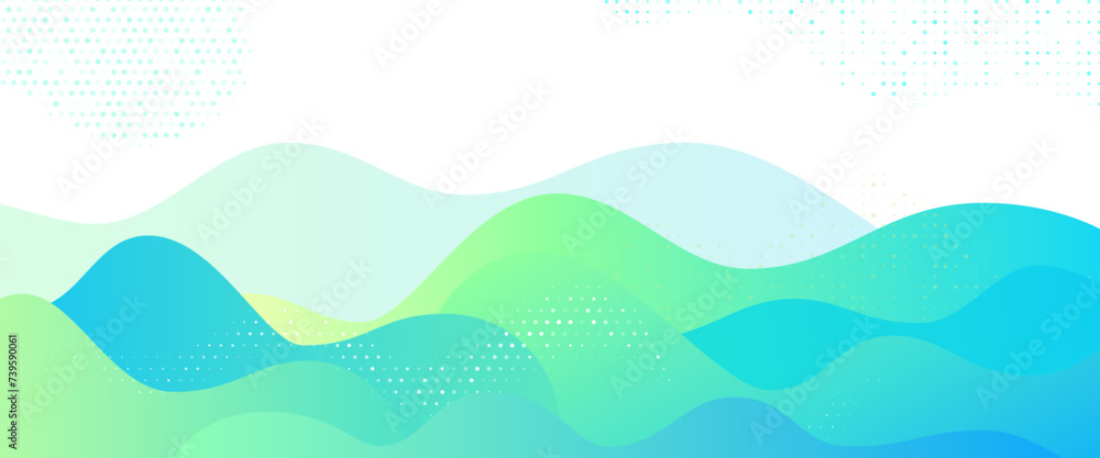 Aufkleber Abstract gradient pattern background. Vector creative wave liquid pattern texture. Color wave template presentation design with green line and blue dots.