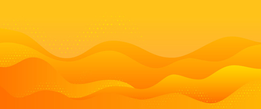 Abstract orange gradient pattern background. Vector creative wave liquid pattern texture. Color wave template presentation design with yellow line and orange dots.