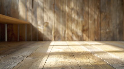 Pièce d'un chalet entièrement tapissée de lambris, parquet clair au sol