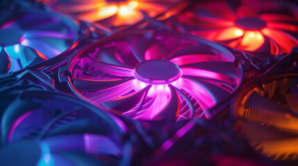 A closeup of the fans vents designed to direct the airflow in a specific direction.