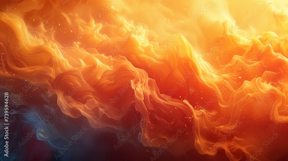 Poster texture of a flickering flame with jagged edges and a mix of warm colors giving it an almost liquidl