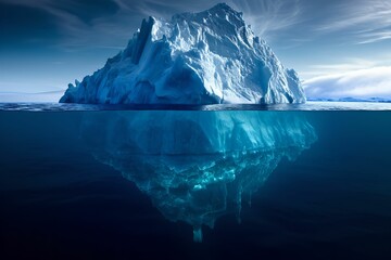 Iceberg Symbolizing Advanced Technology, symbolic, revealing, below, underwater