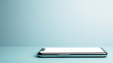 Modern smartphone on a light blue background