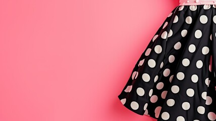 Fototapeta premium Skirt with polka dots on a pink background