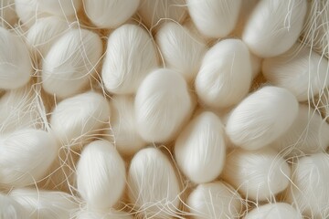 Silkworm cocoons the origin of silk material being closed up