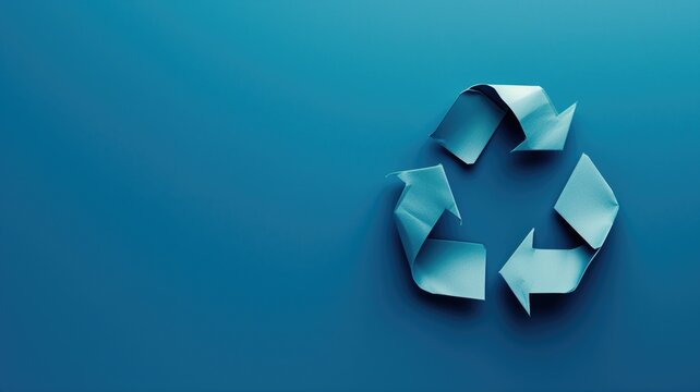 A blue recycling symbol on a blue background