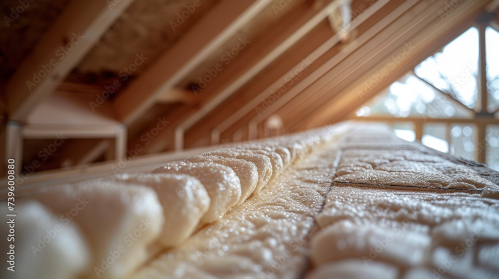 Poster an overtheshoulder view of a homeowner confidently installing spray foam insulation a popular diy op