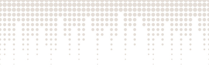 Vector seamless border. Simple minimal beige and white frame with dots, circles. Dynamic visual effect, illustration of sound waves, music. Techno geometric texture. Subtle repeatable funky background