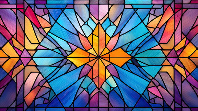 colorful picture made of broken glass like in the window in a church