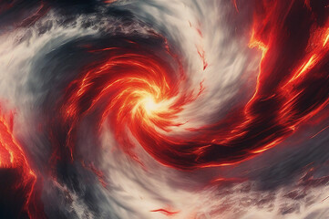 Background image is a whirlwind of fiery lava and flames.