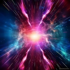 Abstract Hyper Jump into Another Galaxy. Creative Cosmic Background. Speed  of Light. Neon Glowing Rays in Motion. Hyper Speed  Space Travel Concept. Fast Travel through Time Teleport V5 ar 10 3