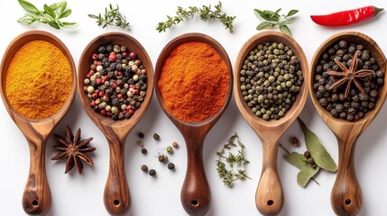 Aromatic herbs and spices enhancing the flavors of nourishing dishes