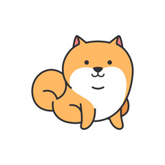 Cute cartoon pomeranian. Vector illustration on white background.