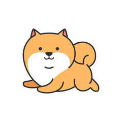 Cute pomeranian dog cartoon character. Vector illustration.