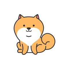 Cute cartoon pomeranian. Vector illustration on white background.