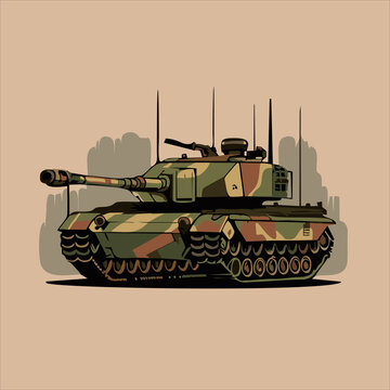 simple illustrations of soldiers, weapons and vehicles