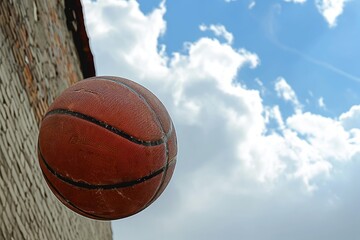 Streetball Vibes: Experience the Dynamic Energy of Basketball, Where Improvised Courts and Street Culture Merge on Open Sky from a Bottom View.