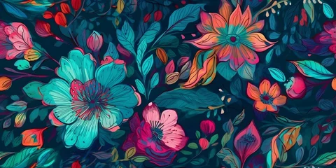 Türaufkleber a vibrant floral pattern, digital painting © seagull