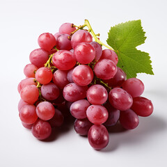 bunch of red grapes on the white background