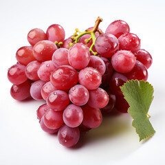 bunch of red grapes on the white background